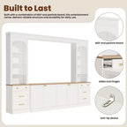 ModernLuxe Farmhouse Arched Entertainment Center Wall Unit, Fits TVs Up to 70, Large TV Stand Media Console with Drawers & Bookshelves