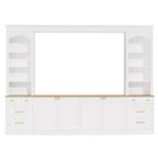 ModernLuxe Farmhouse Arched Entertainment Center Wall Unit, Fits TVs Up to 70, Large TV Stand Media Console with Drawers & Bookshelves