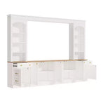ModernLuxe Farmhouse Arched Entertainment Center Wall Unit, Fits TVs Up to 70, Large TV Stand Media Console with Drawers & Bookshelves