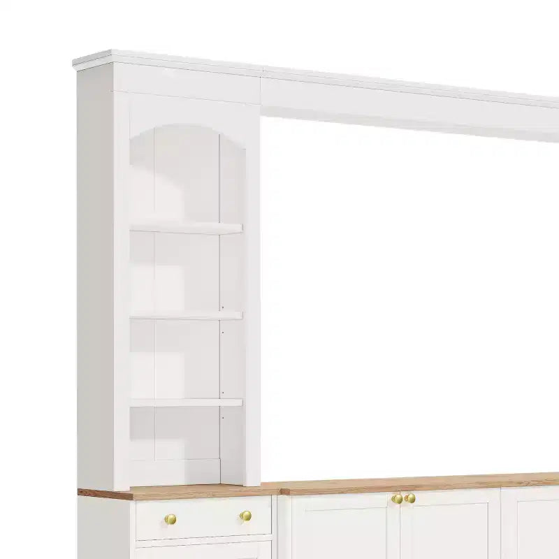 ModernLuxe Farmhouse Arched Entertainment Center Wall Unit, Fits TVs Up to 70, Large TV Stand Media Console with Drawers & Bookshelves