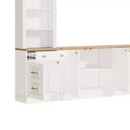 ModernLuxe Farmhouse Arched Entertainment Center Wall Unit, Fits TVs Up to 70, Large TV Stand Media Console with Drawers & Bookshelves