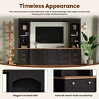 ModernLuxe Farmhouse Arched Entertainment Center Wall Unit, Fits TVs Up to 70, Large TV Stand Media Console with Drawers & Bookshelves