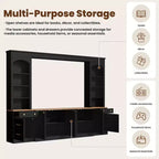 ModernLuxe Farmhouse Arched Entertainment Center Wall Unit, Fits TVs Up to 70, Large TV Stand Media Console with Drawers & Bookshelves