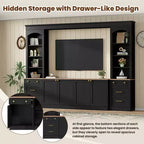 ModernLuxe Farmhouse Arched Entertainment Center Wall Unit, Fits TVs Up to 70, Large TV Stand Media Console with Drawers & Bookshelves