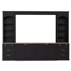 ModernLuxe Farmhouse Arched Entertainment Center Wall Unit, Fits TVs Up to 70, Large TV Stand Media Console with Drawers & Bookshelves