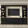 ModernLuxe Farmhouse Arched Entertainment Center Wall Unit, Fits TVs Up to 70, Large TV Stand Media Console with Drawers & Bookshelves