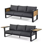 Polibi 4-Piece Outdoor Patio Set with Coffee Table & Fold-Out Side Tables