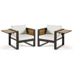 Polibi 4-Piece Outdoor Patio Set with Coffee Table & Fold-Out Side Tables