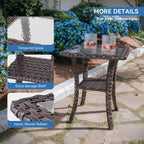 Ensemble de mobilier de jardin en rotin ALAULM 7 pièces, ensemble de canapés d'extérieur en osier avec 2 fauteuils pivotants à bascule, 2 tables basses de différentes tailles, 2 poufs