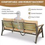 Ensemble de canapé d'angle 6 pièces Whisen pour patio, salon de jardin avec canapé 3 places, 2 fauteuils, 2 poufs, table basse