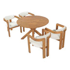 Ensemble de repas extérieur rond Whisen 5 pièces pour 4 personnes, table et chaises de patio, ensemble de conversation de jardin moderne, 1 table à manger et 4 chaises baquets