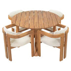 Ensemble de repas extérieur rond Whisen 5 pièces pour 4 personnes, table et chaises de patio, ensemble de conversation de jardin moderne, 1 table à manger et 4 chaises baquets