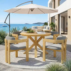 Ensemble de repas extérieur rond Whisen 5 pièces pour 4 personnes, table et chaises de patio, ensemble de conversation de jardin moderne, 1 table à manger et 4 chaises baquets