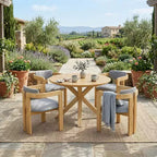 Ensemble de repas extérieur rond Whisen 5 pièces pour 4 personnes, table et chaises de patio, ensemble de conversation de jardin moderne, 1 table à manger et 4 chaises baquets
