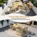 Ensemble de repas extérieur rond Whisen 5 pièces pour 4 personnes, table et chaises de patio, ensemble de conversation de jardin moderne, 1 table à manger et 4 chaises baquets