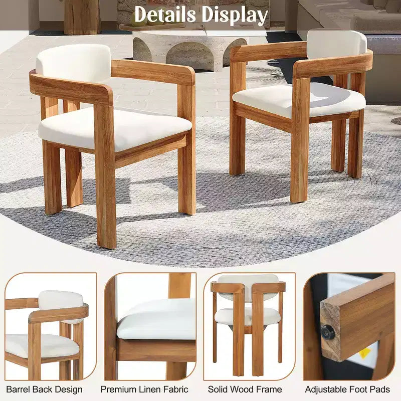 Ensemble de repas extérieur rond Whisen 5 pièces pour 4 personnes, table et chaises de patio, ensemble de conversation de jardin moderne, 1 table à manger et 4 chaises baquets