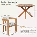 Ensemble de repas extérieur rond Whisen 5 pièces pour 4 personnes, table et chaises de patio, ensemble de conversation de jardin moderne, 1 table à manger et 4 chaises baquets