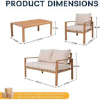 Ensemble de mobilier de jardin 4 pièces GDFStudio Ajay moderne en aluminium avec coussins et table rectangulaire