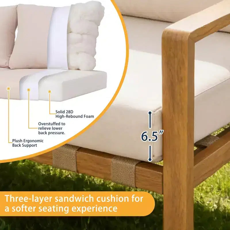 GDFStudio Deepak Modern 4 Piece Aluminum Outdoor Sectional Sofa Set with Cushion and Rectangular Table