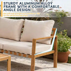 GDFStudio Deepak Modern 4 Piece Aluminum Outdoor Sectional Sofa Set with Cushion and Rectangular Table