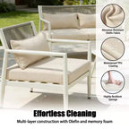 GDFStudio Oscar Modern Outdoor 4-Seat Metal Frame Conversation Set with Thick Cushions and Rope Woven Design