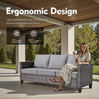HOMLUX 6-Piece Patio Set w/ 42 Steel Fire Pit, 3-Seater Sofa, Single Chairs & Ottomans
