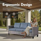 HOMLUX 6-Piece Patio Set w/ 42 Steel Fire Pit, 3-Seater Sofa, Single Chairs & Ottomans