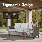 HOMLUX 6-Piece Patio Set w/ 42 Steel Fire Pit, 3-Seater Sofa, Single Chairs & Ottomans
