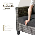 Ensemble de canapé d'extérieur 6 pièces HOMLUX avec poufs et table basse en rotin, design ergonomique gris
