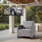 Ensemble de canapé d'extérieur 6 pièces HOMLUX avec poufs et table basse en rotin, design ergonomique gris