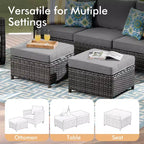 Ensemble de canapé d'extérieur 6 pièces HOMLUX avec poufs et table basse en rotin, design ergonomique gris