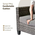 Ensemble de canapé d'extérieur 6 pièces HOMLUX avec poufs et table basse en rotin, design ergonomique gris