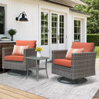 Ensemble de patio 3 pièces HOMLUX : Fauteuils pivotants à bascule et table d'appoint en osier toutes saisons