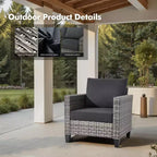 HOMLUX Outdoor 6-Piece Sofa Set w/ 54 Fire Pit Table, Gray Rattan & Easy-Clean Fabric