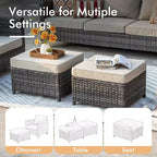 HOMLUX Outdoor 6-Piece Sofa Set w/ 54 Fire Pit Table, Gray Rattan & Easy-Clean Fabric