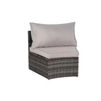 GDFStudio Halcyon 7 Piece Half-Moon Outdoor Wicker and Metal Chat Set with Tempered Glass Table