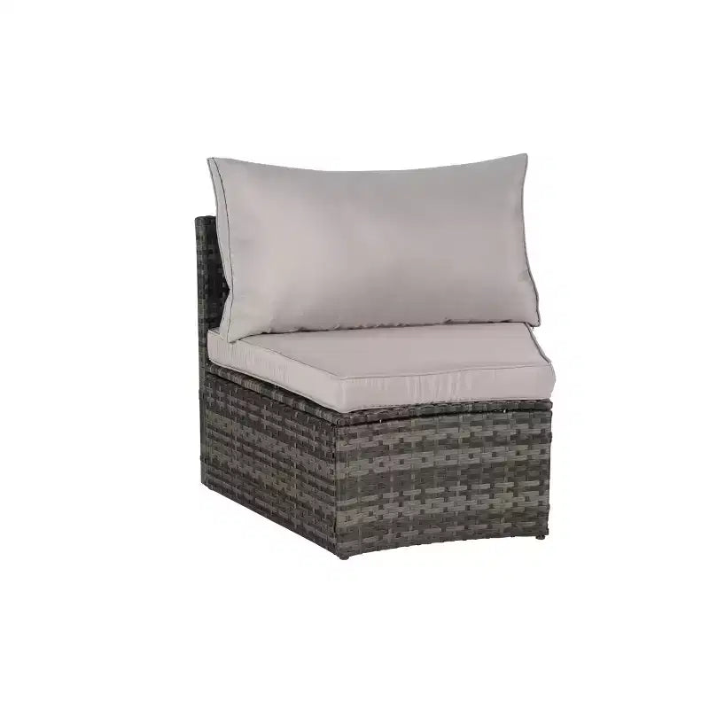 GDFStudio Halcyon 7 Piece Half-Moon Outdoor Wicker and Metal Chat Set with Tempered Glass Table