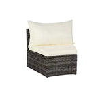 GDFStudio Halcyon 7 Piece Half-Moon Outdoor Wicker and Metal Chat Set with Tempered Glass Table