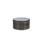 GDFStudio Halcyon 7 Piece Half-Moon Outdoor Wicker and Metal Chat Set with Tempered Glass Table