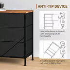 70 Inch TV Stands for Living Room, 12 Fabric Drawers, Charging Station, Long Entertainment Center Up to 80 Inch TV, w/ Storage for Bedroom, Entryway