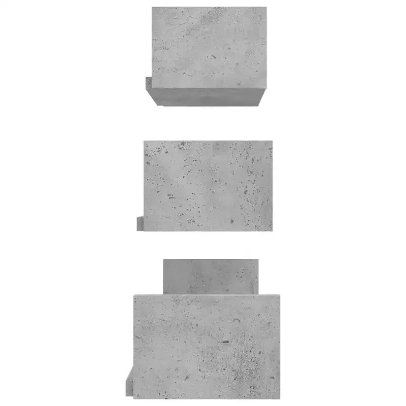vidaXL Shelf Set of 3 Black Engineered wood Large Wall-mounted