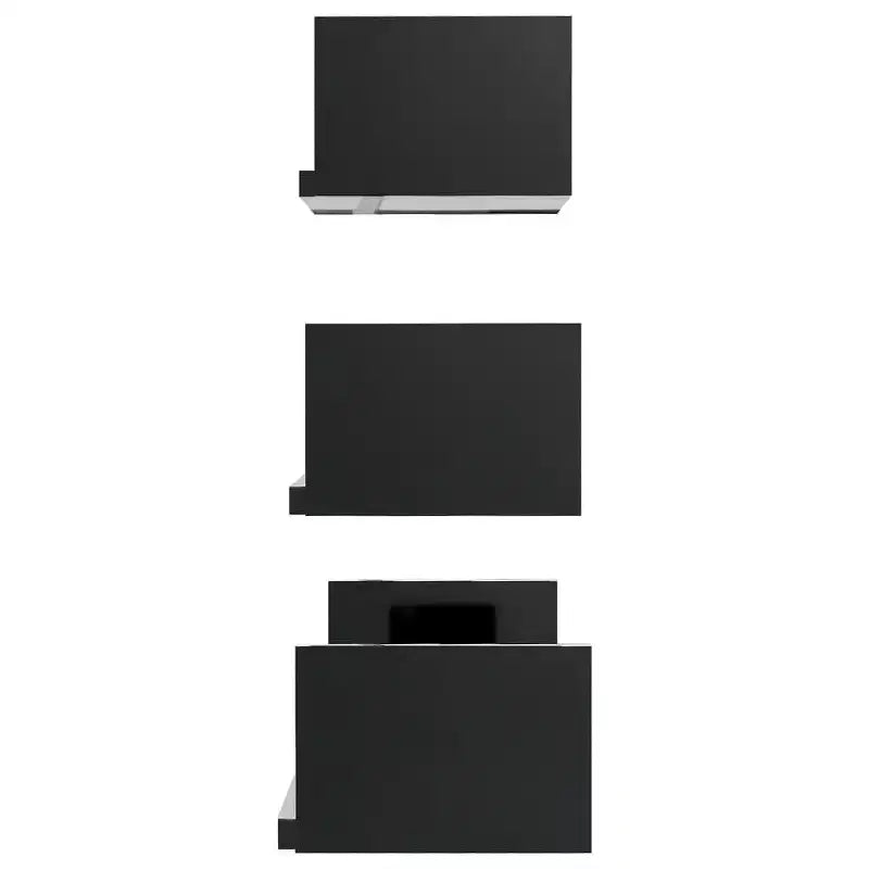 vidaXL Shelf Set of 3 Black Engineered wood Large Wall-mounted