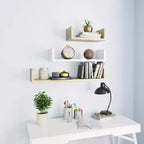 vidaXL Shelf Set of 3 Black Engineered wood Large Wall-mounted