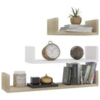 vidaXL Shelf Set of 3 Black Engineered wood Large Wall-mounted