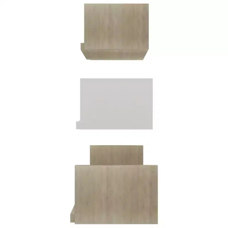 vidaXL Shelf Set of 3 Black Engineered wood Large Wall-mounted