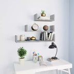 vidaXL Shelf Set of 3 Black Engineered wood Large Wall-mounted