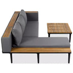 Canapé d'angle en L 4 pièces, en bois d'acacia, avec coussins et table basse, pour jardin, porche, arrière-cour - Panipeachy