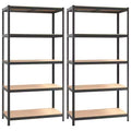 vidaXL 5-Layer Heavy-duty Shelves 2 pcs Gray Steel&Engineered Wood