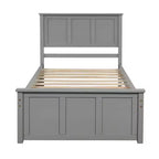 FAMYYT Twin Size Platform Bed With Space-saving Trundle, Easy Assembly, Gray