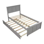 FAMYYT Twin Size Platform Bed With Space-saving Trundle, Easy Assembly, Gray